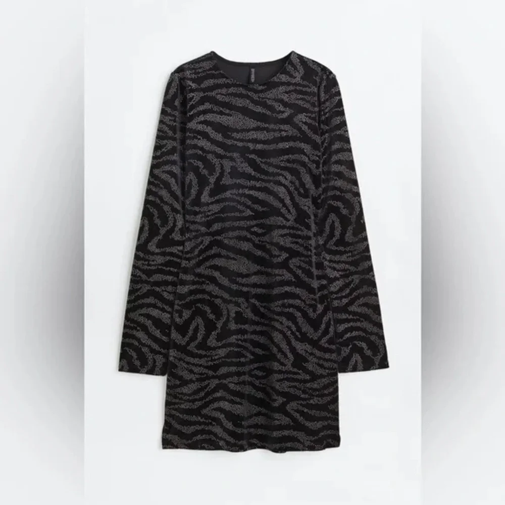 H&M | Black Velour Dress Zebra Print Size Small
